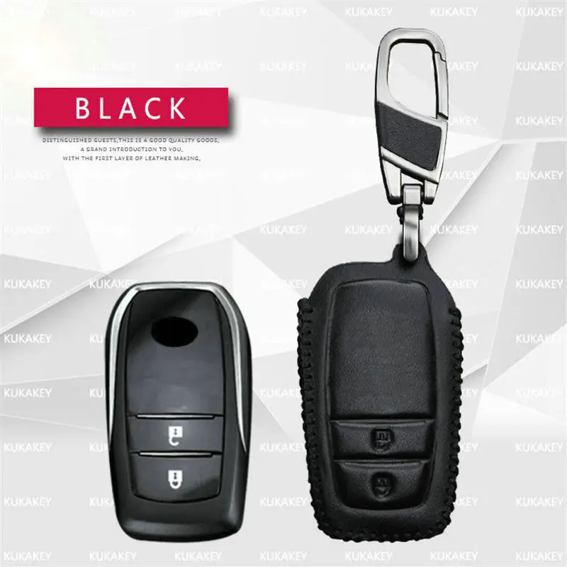 Кожаный чехол для автомобиля Smart Key для Toyota Avensis Corolla CHR Yaris Prius Camry Land Cruiser Prado 150 брелок - Название цвета: For Toyota