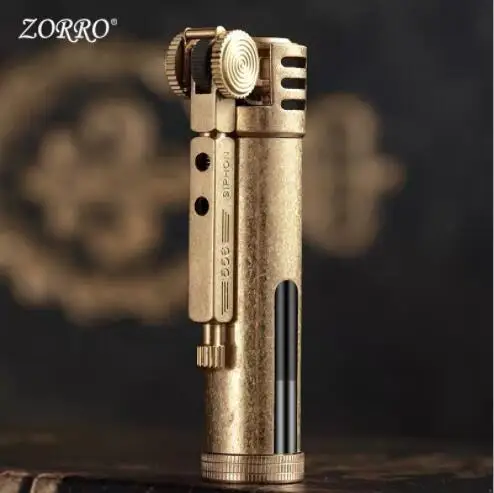 

high quality original Zorro kerosene lighter Individual Creative Retro Transparent Tank brass cigarette lighter