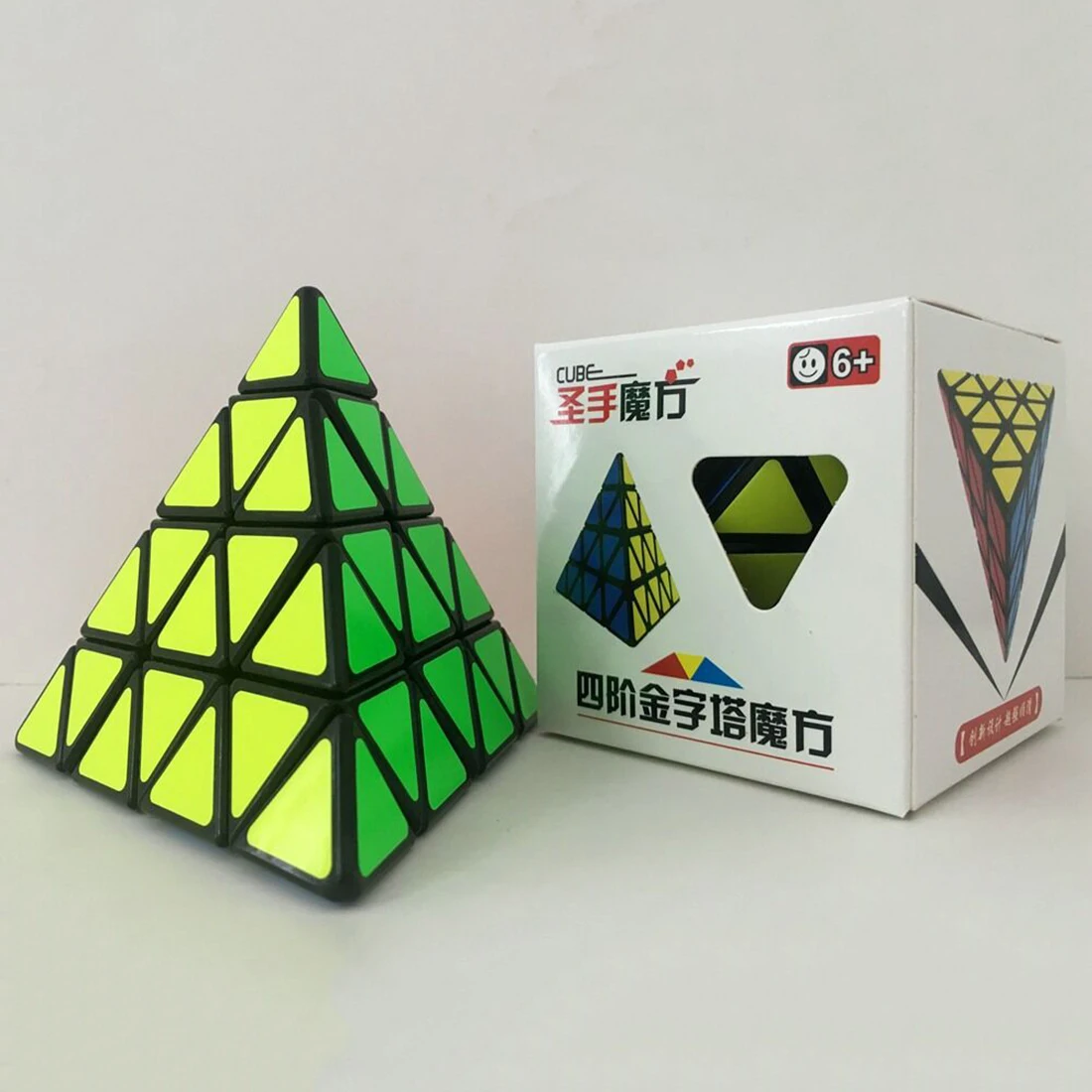2019 Новое поступление ShengShou Пирамида новый стиль четыре слоя скоростной куб черный 11 см большая пирамида волшебный куб