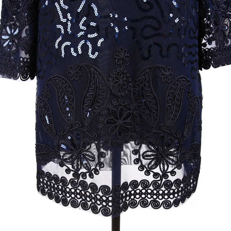 BLINGSTORY роскошный летний 1920s Ретро Женская блузка с вышивкой плюс размер Blusas женский топ 3XL-5XL KR3609