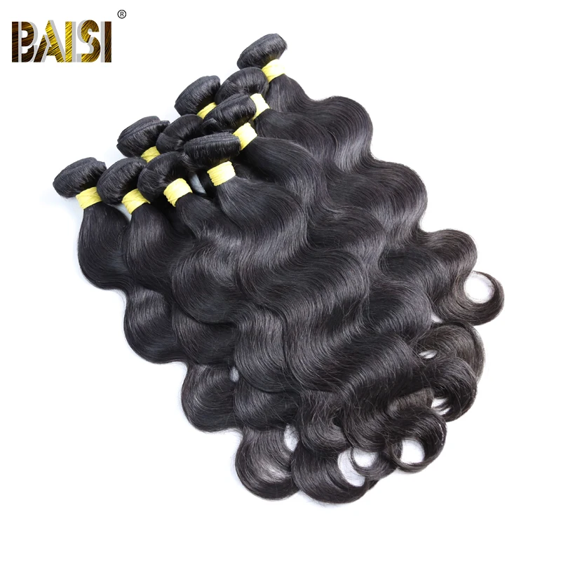 BAISI волосы перуанские пучки волнистых волос человеческие девственные волосы плетение 10 шт в партии 8-30 дюймов для наращивания волос