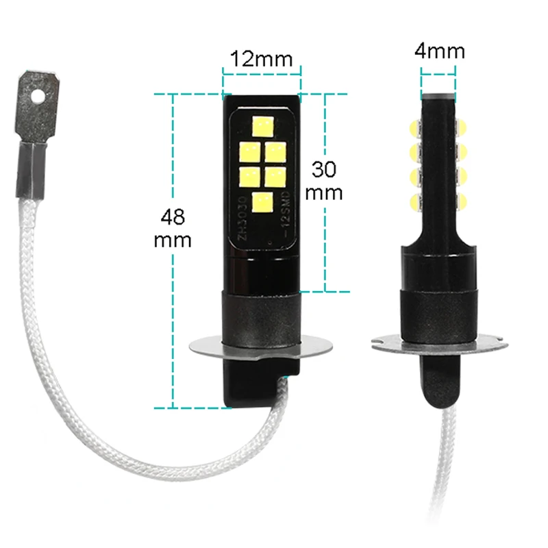 YCCPAUTO 2 шт. супер яркий H1 H3 Светодиодный лампочки Автомобильные противотуманные фары 3030 SMD 1200LM авто светодиодный головной фар дальнего света DRL белого и желтого цвета 12V