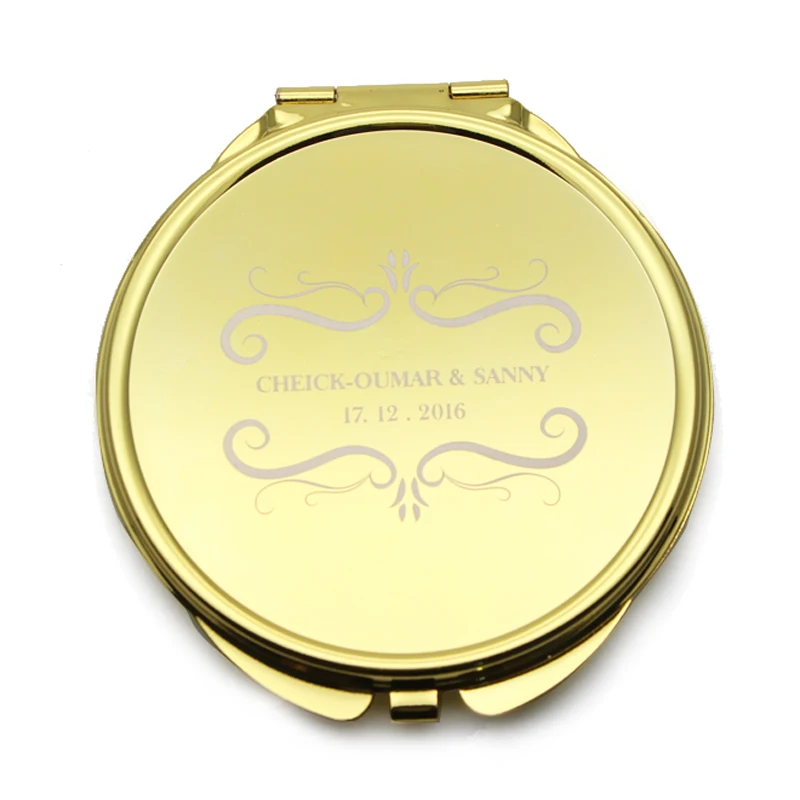 Us 700 0 Personalized Gold Compact Mirror 62mm Round Lady Handbag Mirrors Engraved Favors Dhl Free Shipping In Makeup From