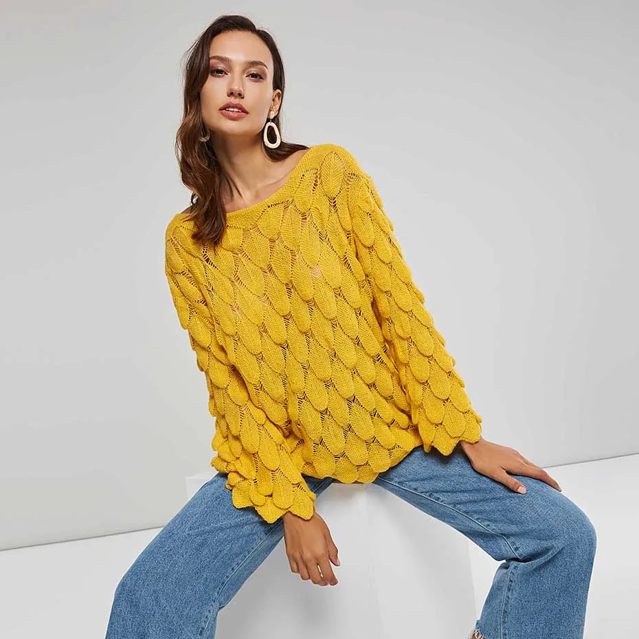 Buy Women Sweater Pullover Fashion Plain Yellow