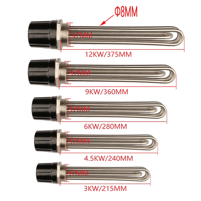 DN40 1-1/" SS304 электрический водный нагревательный элемент для инженерного танкна, 3U комплект погружной нагреватель трубки 3 кВт/6 кВт/9 кВт/12 кВт