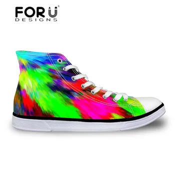

FORUDESIGNS Fashion Bright Canvas Shoes Casual Lace-up Breathable Shoes Spring Footwear Zapatos Printed Female Shoes