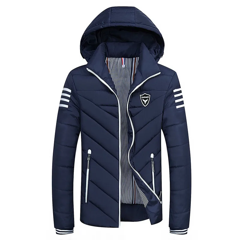 Размера плюс 8XL хлопок длинная теплая верхняя одежда с капюшоном флисовая Для мужчин; зимняя куртка человек Тренч ультра лёгкие пуховые куртки-парки 5XL 6XL 7XL - Цвет: Blue Jacket
