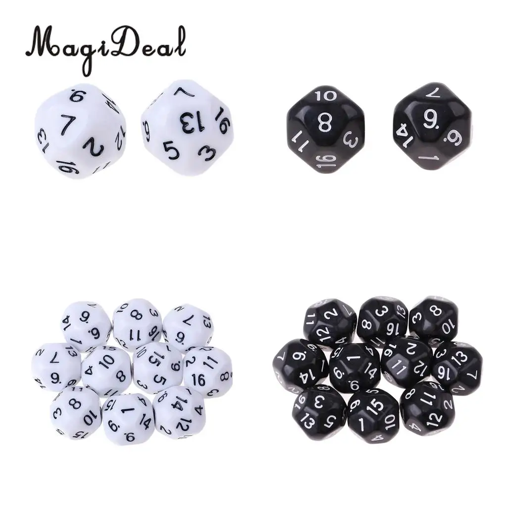 20pcs 16 Sided D16 14mm Acrylic Opaque Dices for Role Playing Game RPG Dice