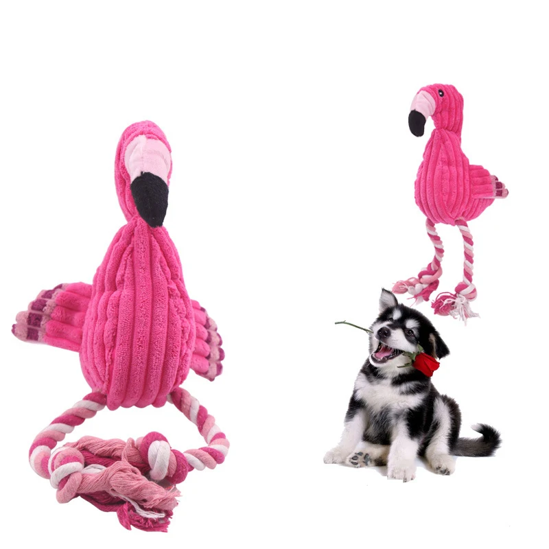 Creative Pulling Velvet Shape Vocal Flamingo Pet Bite Toy Quality