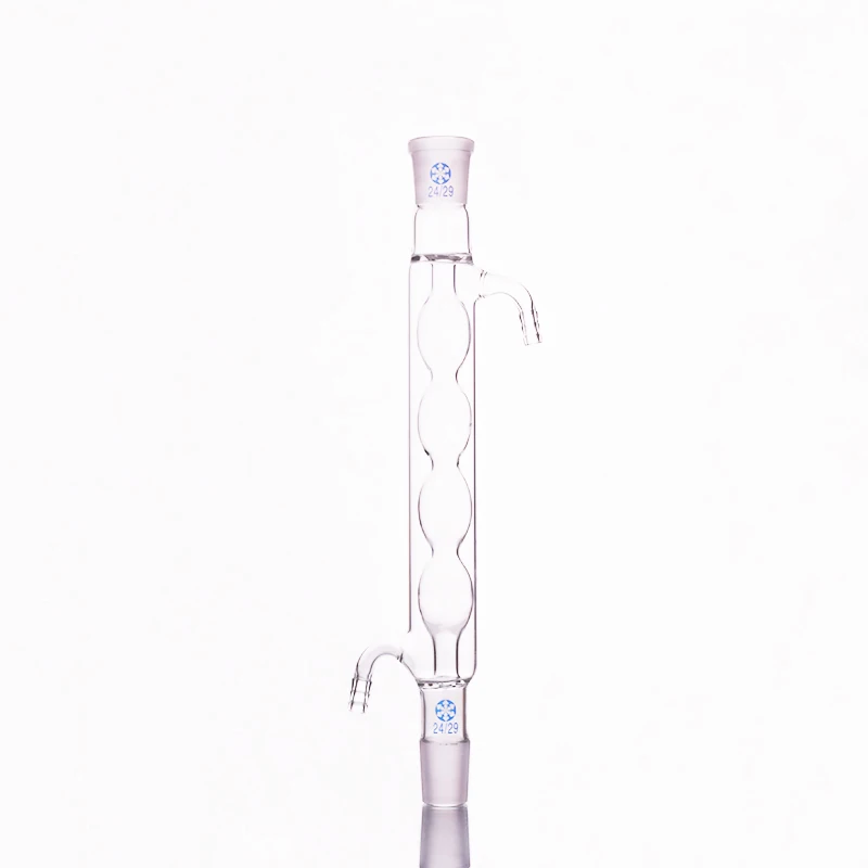 

Allihn condenser 800mm/24*2,Condensation length 800mm,Condenser Allihn with bulbed inner tube,standard ground mouth 24/29
