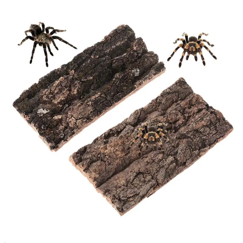 1Pc Natural Rodent Reptile Habitat Decoration Lizard Spider Hide Climbing Tree Bark Platform Reptiles Amphibians Supplies C42