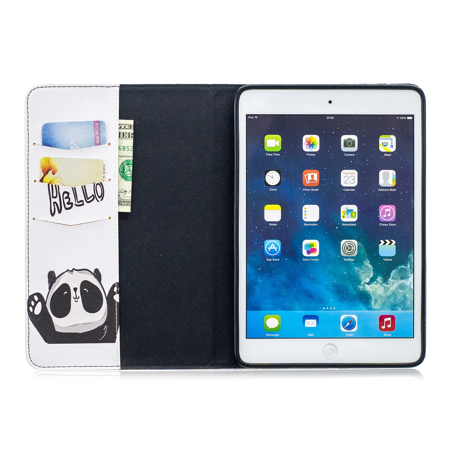 

Painted Bank Card Credit Card Slot Holster Flip Cover Full Protective For IPad 5678 Tablet AE Saver Ship+Gift