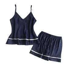 Модные женские пикантные Слинг сплошной цвет Пижамные шорты ночное наборы для ухода за кожей пикантные летние шифоновое платье комплект 40mi03