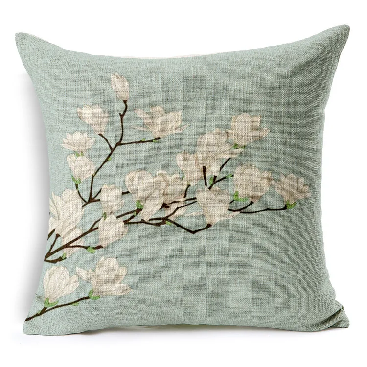 

High Quality Plant Printed Decorative Pillow Covers Capa Almofada Funda Cojin Housse De Coussin Cushion Cover 45x45cm BZT-67