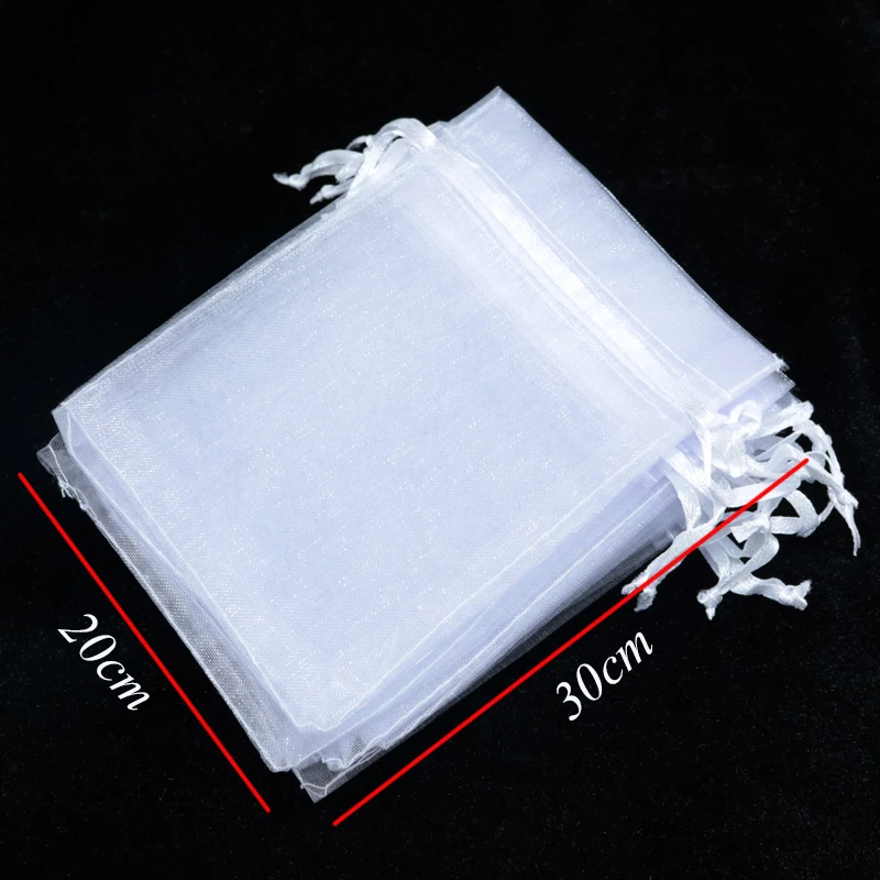 Новые модные белые мешки из органзы 100 шт./лот 20x30 см мешочки для свадебвечерние