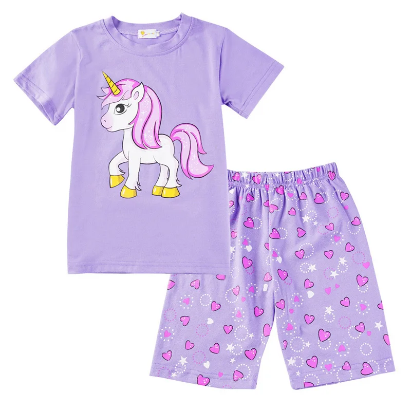 

Summer Kids Pajamas Girls Unicorn Pattern Clothes High Quality Children Pajamas Set