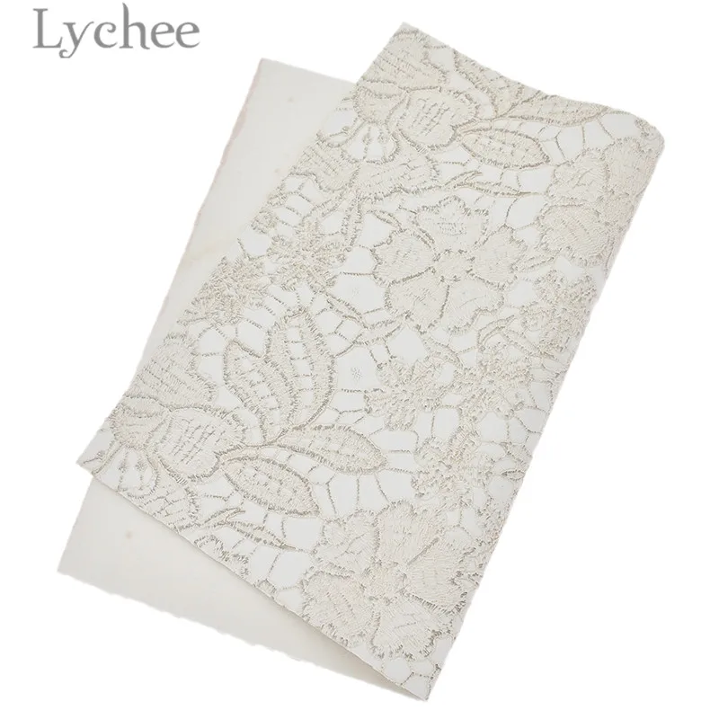 Lychee 29x21 см A4 тиснением кружевные цветы из искусственной ткани Высокое качество пошива Синтетическая Кожа DIY Материал для Сумки из натуральной кожи одежды