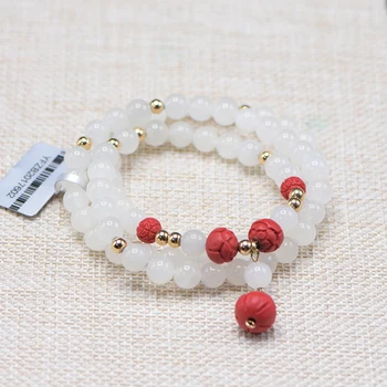 

Zhe Ru Jewelry Natural Hetian Jade White Bracelet Bracelet Natural South Red Agate Accessories Pendant Chain Send Certificate