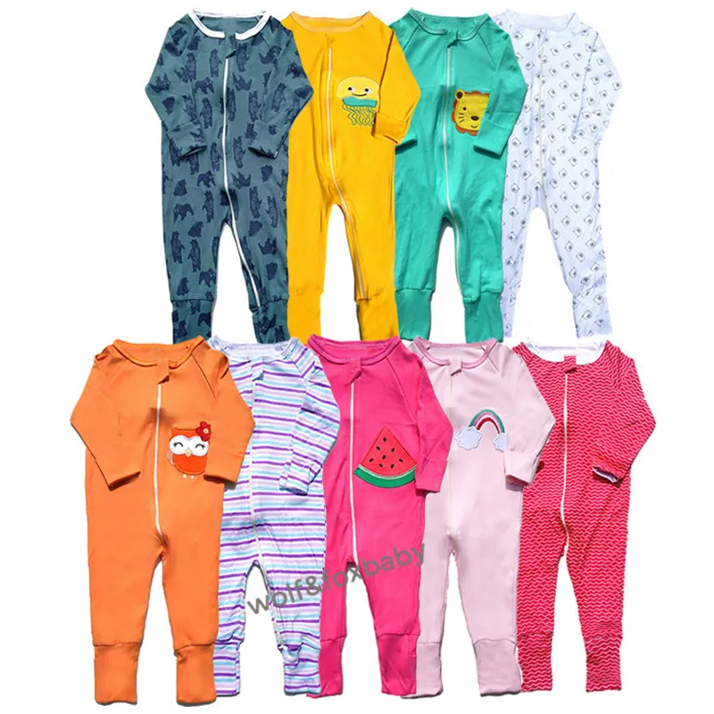 Baby Bodysuits medium Retail 3 pcs/pack 0-24 months long-sleeve zipper baby cartoon boy girl  overall rompers clothing clothes Baby Jumpsuit Cotton 