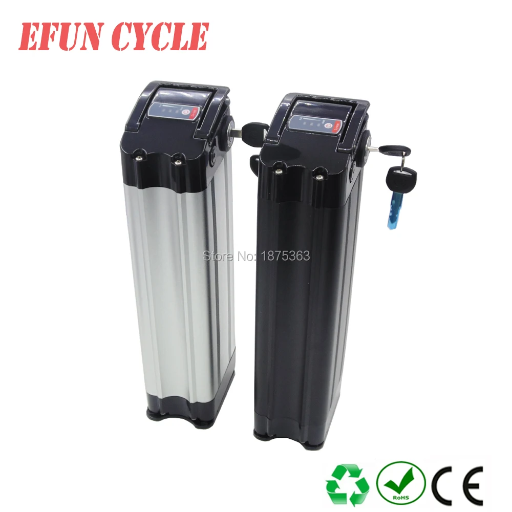 

Free shipping Silver fish style 48V 17Ah Li-ion battery pack 18650 rechargeable battery for city bike with 54.6V charger