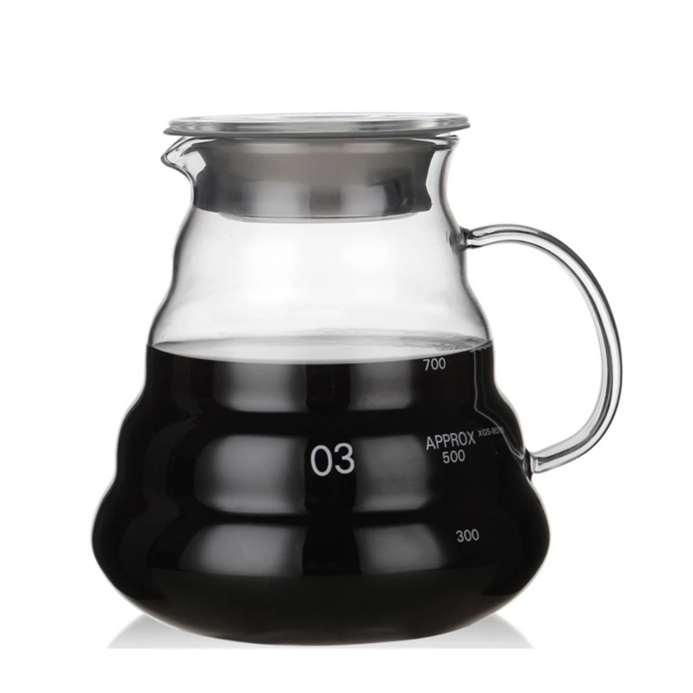 Термостойкие Стекло V60 диапазон сервер 360/580/780 мл капельные чайник бутылка для воды бариста Кофе кувшин с ручкой из этиленового пропилен-каучука чайники