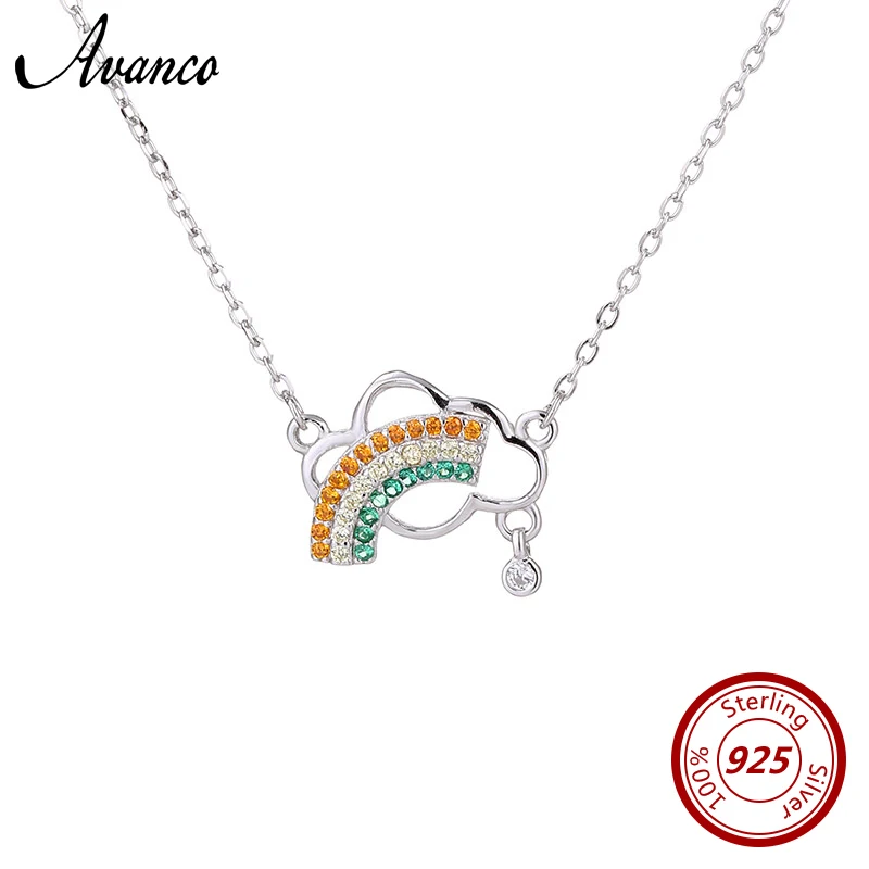 

Avenco 925 Sterling Silver Necklaces for Women 2019 Luxury Mix Color Zircon Micro-paved Ladies Rainbow Pendant Necklace Jewelry