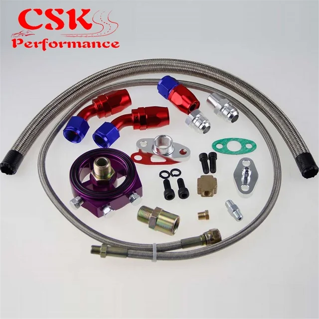 Turbo Oil Return Drain+ Feed Line + Sandwich Adapter Plate For SR20DET KA24DE 95 99 Eclipse K24