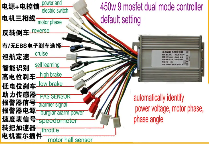 24v36v48v60v72v 400w450w BLDC контроллер двигателя 9mosfet двойной режим с EBS тормоз Электрический велосипед Скутер MTB трехколесный велосипед ATV запчасти