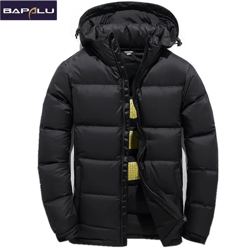 2018 Men's Down Jacket Warm White Duck Winter Coat Hooded Mens