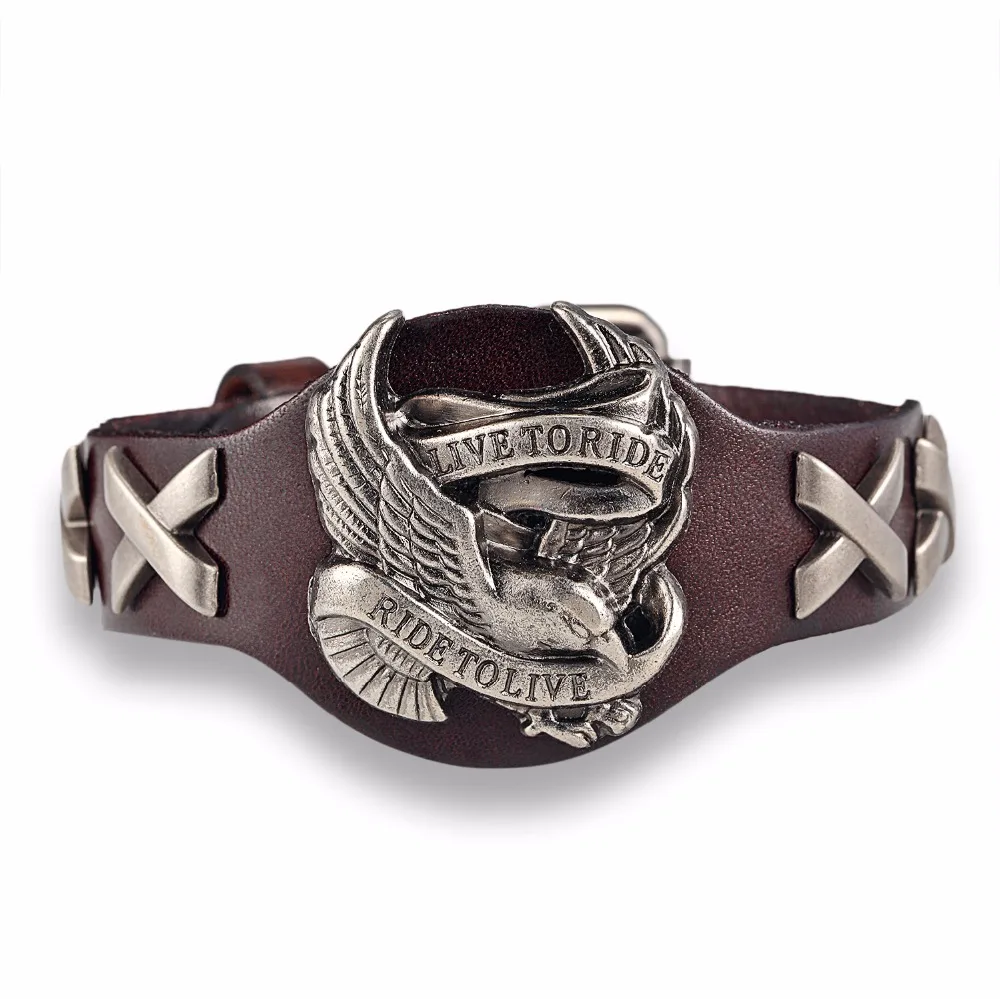 Bracelet Jewelry Genuine Leather Men Eagle Skull Retro Bracelets for Women