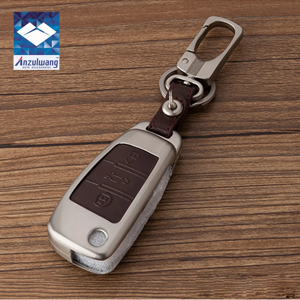 

ANZULWANG Zinc alloy +Leather Remote Key Holder Case Cover For Audi A1 A3 A4 A5 Q3 Q5 Q7 A6 C5 C6 A7 A8 R8 S4 S5 S6 S7 S8 SQ5