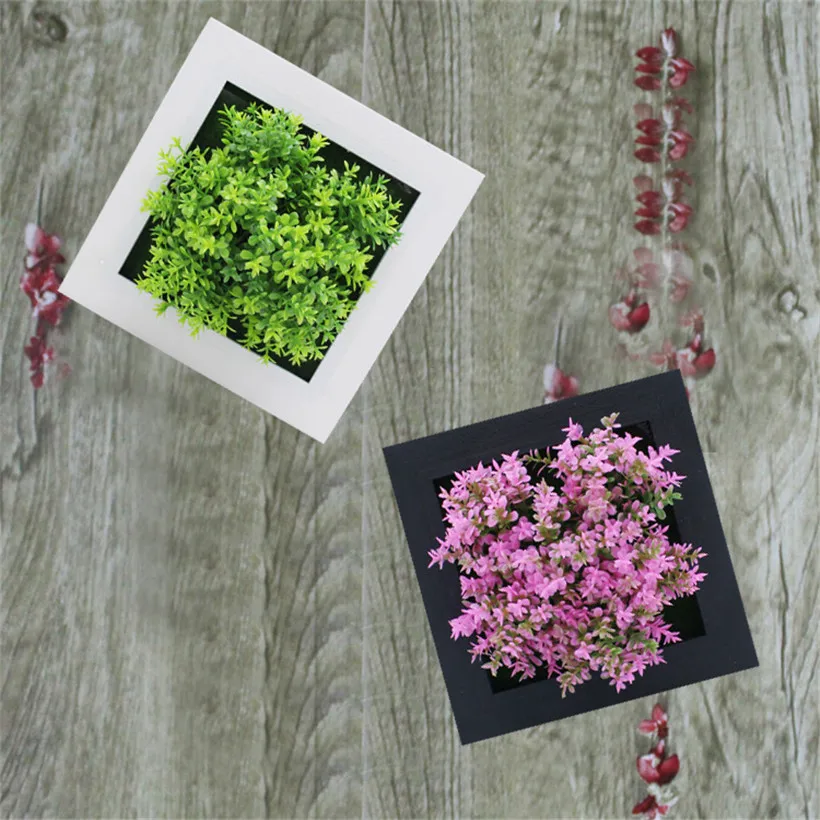 

Succulent plants 3D Handmade artificial succulents wood photo frame wall hanging artificial flowers home living Room decor