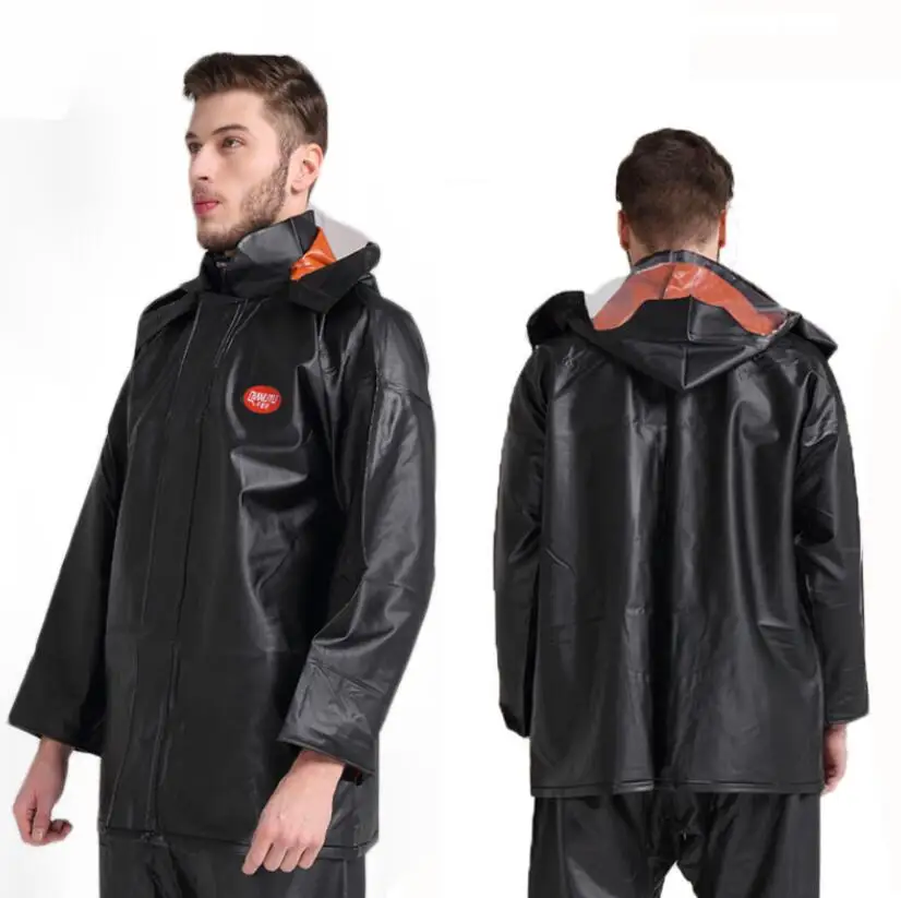 

Manufacturer Leather Thick Raincoat Rain Pants Oil Resistant Site Oilfield Waterproof Set Split Raincoat Rain Pants Adult O