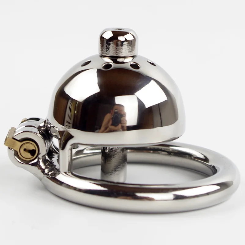 

Short Chastity Cage with New Lock and removable Urethral Sound Steel Locking Chastity Device for Men