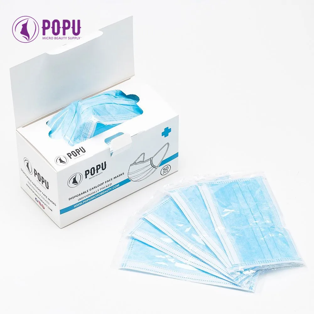 

POPU Disposable Earloop Masks Three fluid resistant layers dental Earloop Activated Carbon Anti-Dust Face Surgical Masks 50pcs