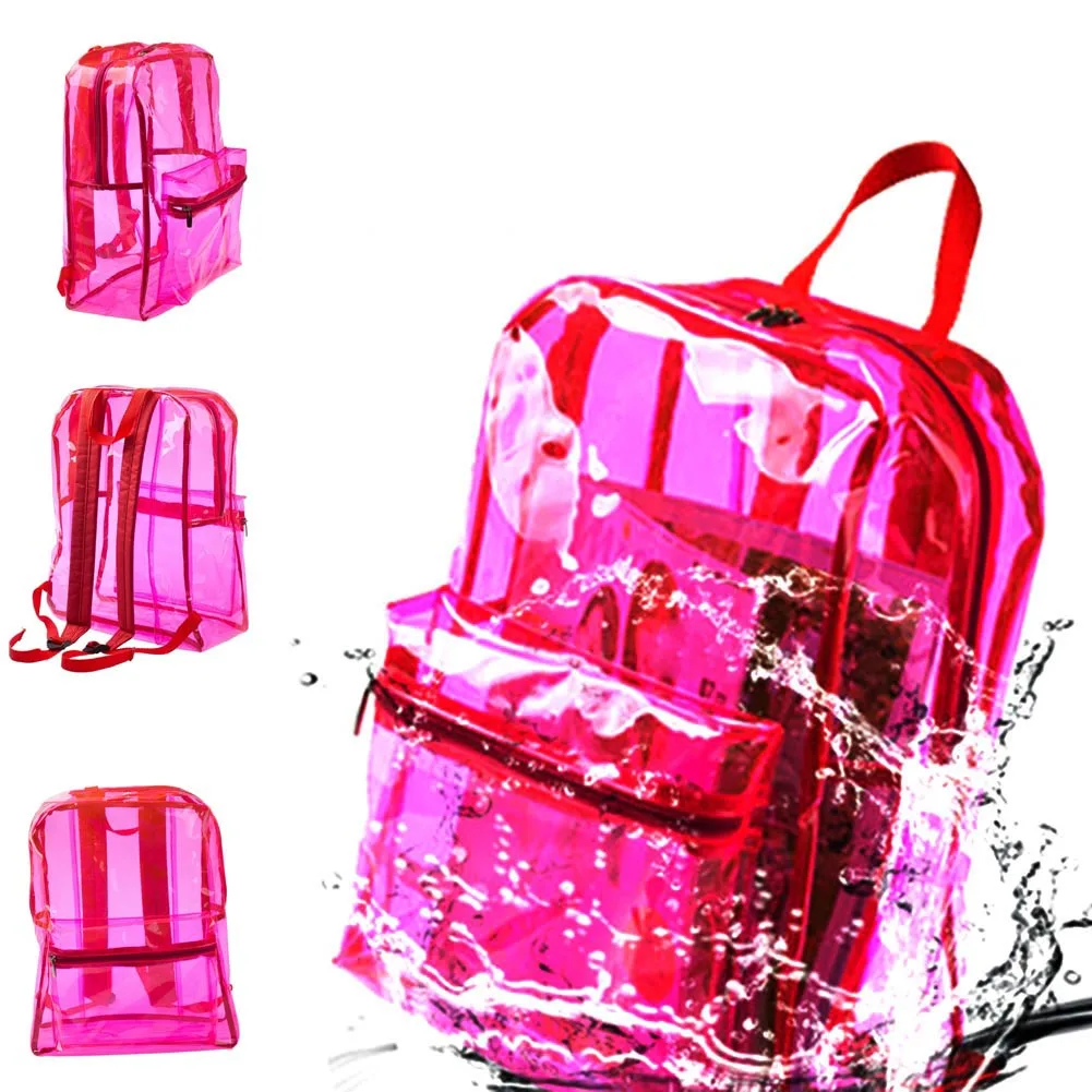 

Men Women Clear Backpack PVC Transparent Waterproof Student School Bag Travel Casual Shoulder Bags 88 LXX9