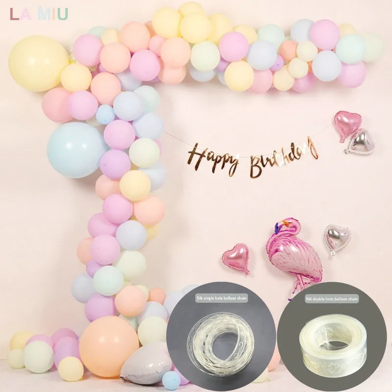 LA MIU 5M Single/Double Holes PVC Rubber Tape Connect Strip Plastic Balloon Chain Arch Decor Party Wedding Backdrop Decoration | Дом и сад