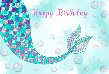 

Mermaid Birthday Party Princess Backdrop Photocall Under Sea Background Baby Shower Dessert Table Decoration Photo Booth W-1814