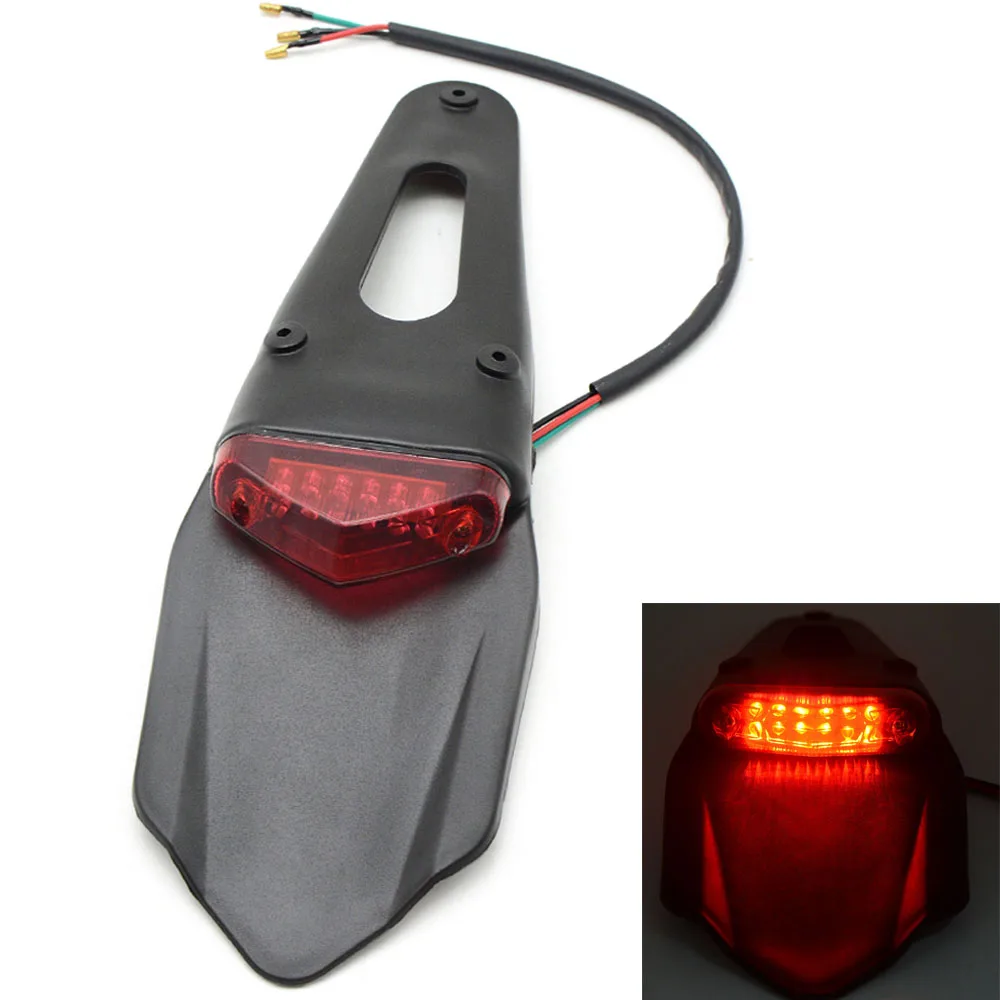 Motorcycle Enduro Trial Bike Fender Rear Fender LED Taillight Dirt Bike Brake Stop Tail Light
