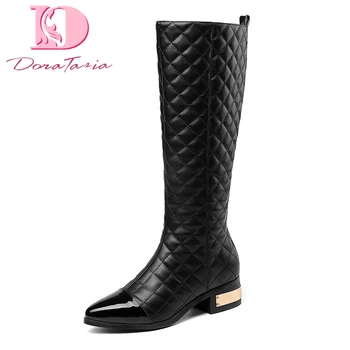 

Doratasia Brand new Genuine Leather large size 33-45 Zip Up Shoes Woman Boots knee high riding Boots Female Winter women Shoes