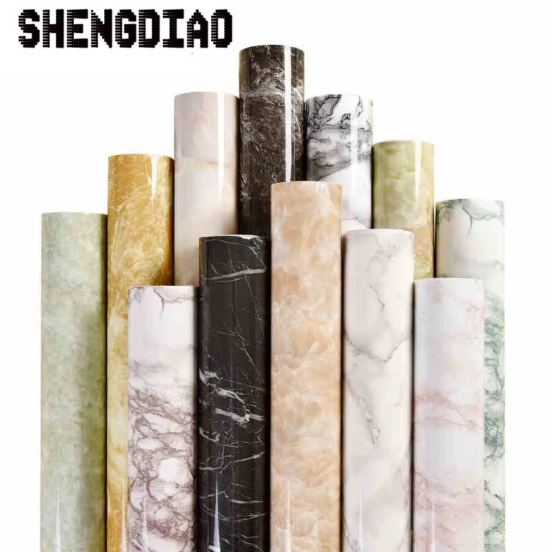 Shengdiao Мрамор обновления Водонепроницаемый клей наклейки ПВХ обои stick шкафчик mesa Таблица Мебель