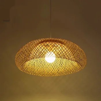 

42/52/62cm Handmade Bamboo Wicker Rattan Shade Pendant Light Fixture Rustic Asian Country Art Hanging Lamp Dining Room