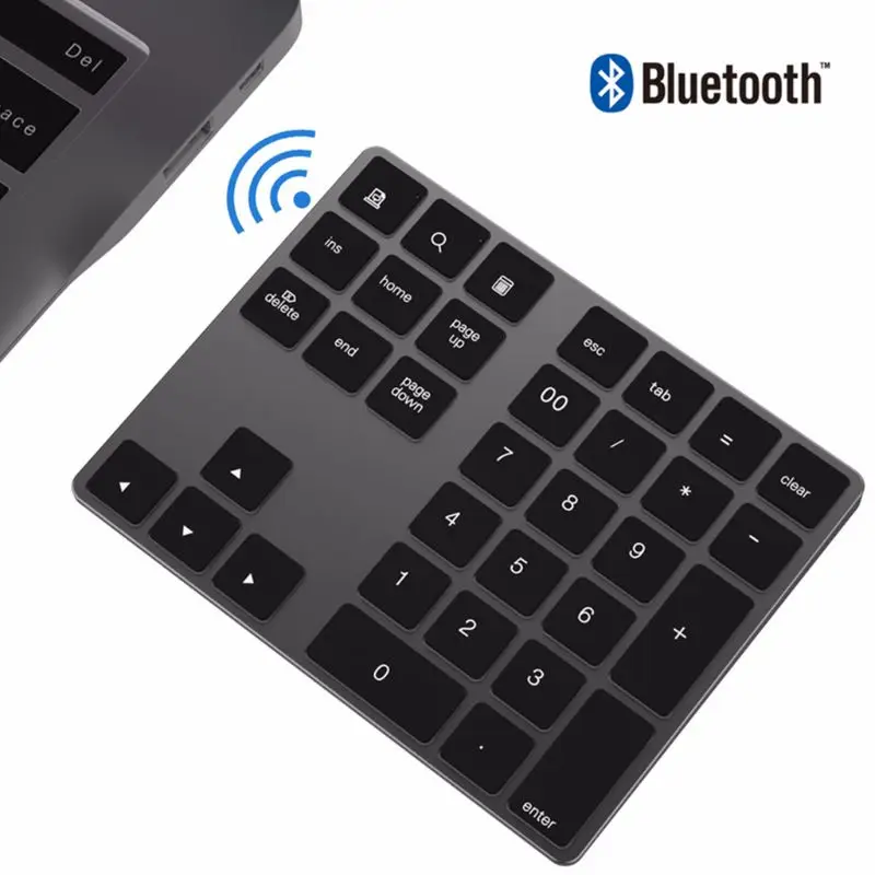 

Black And Silver Optional 34 Keys Mini Numpad Wireless Bluetooth Numeric Keypad For Apple PC Keyboard Numpads Keypads