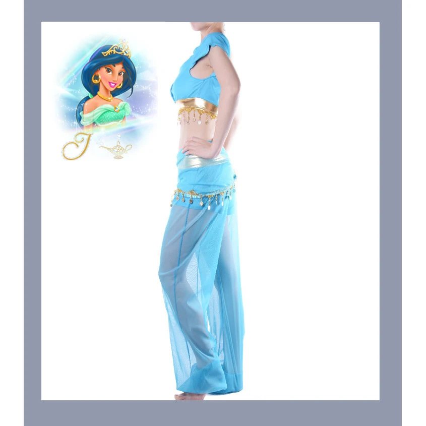 Princess Jasmine Costume for Women - Aladdin Fancy Dress for Halloween, Cosplay, Belly Dance, Indian Princess Party Outfit image 3