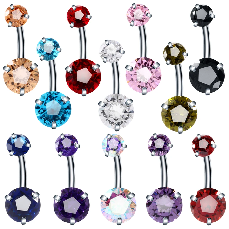 

1PC Steel Crystal Navel Bar Piercings CZ Gem Ombligo Belly Button Piercings Sexy Women Dangle Earrings Nombril Piercing Jewelry