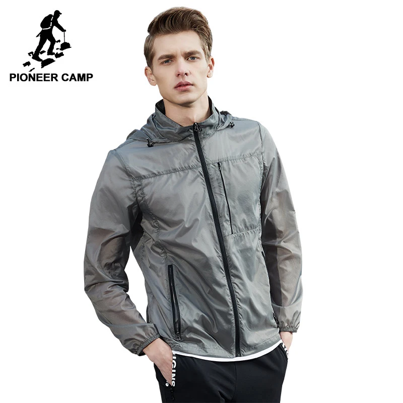 

Pioneer Camp New thin jacket men brand clothing light sunscreen coat male top quality breathable soft tops AJK705071