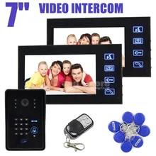 DIYSECUR 4 en 1 IR Cámara de 7 pulgadas LCD Video Timbre De la Puerta Sistema de Intercomunicación teléfono Con Teclado Numérico Control Remoto Lector de RFID 1V2