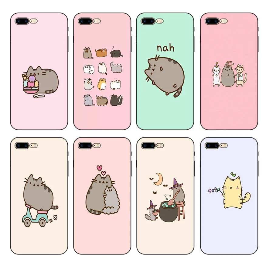 

HOUSTMUST Lovely Pusheen Cat Soft Silicone Phone Cover Case For iPhone 8 8plus XS max XR XS 7 7plus 6 6s 6plus 5 5s phone case