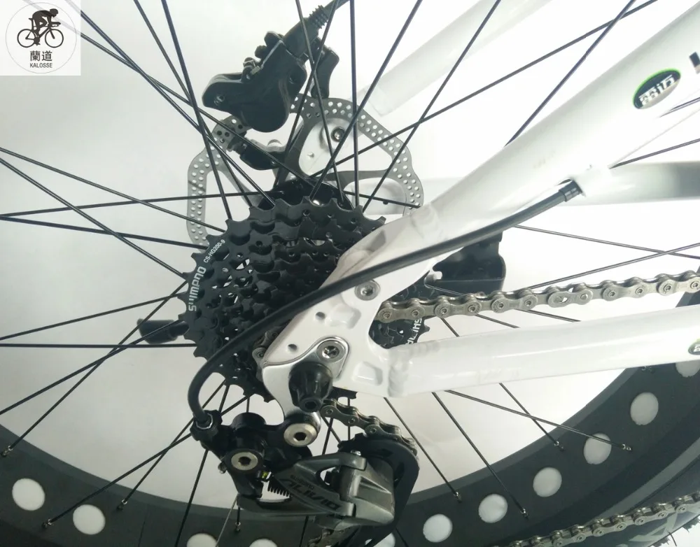 Excellent Kalosse Full suspension  alloy frame  Snow  bicycle, 26/20*4.0 inch  21/24/27/30speed ,26*17 fat bikes   tyre dirt bike 13