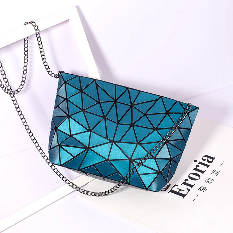  New Women Chain Shoulder Bag Luminous sac Bag Fashion Geometry Messenger Bags Plain Folding Crossbo - 32955705625